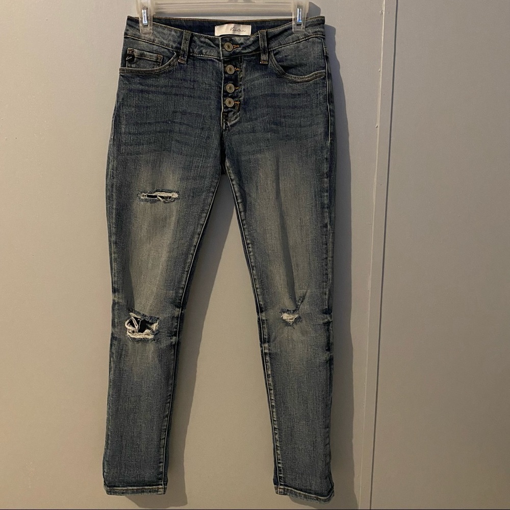 KanCan Distressed Buttons Fly Jeans Relaxed Boyfriend Vibe Size 24